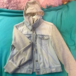 Large Mudd hooded denim jacket!